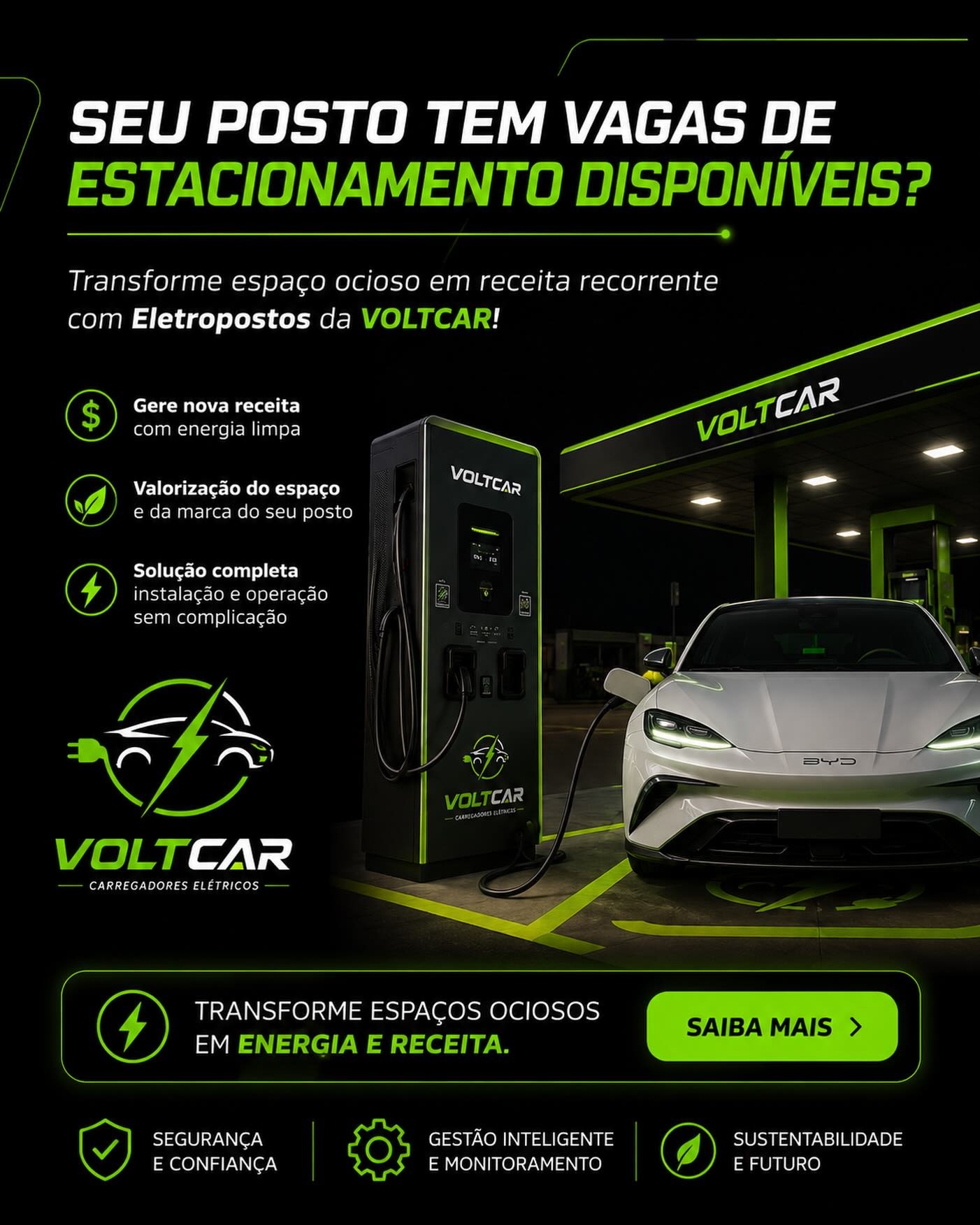 Eletropostos VoltCar — receita recorrente