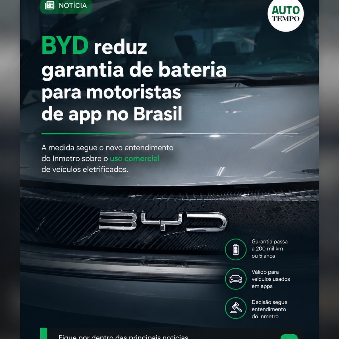 BYD ajusta garantia de bateria para motoristas de app